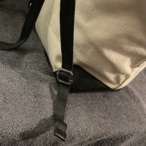 Deux Lux: Canvas Backpack with Vegan Leather Trim - Picture 6 of 16